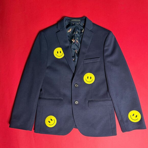 Upcycled Ralph Lauren Schoolboy Blazer XS – Navy Jacket with Emoji Patches - Picture 5 of 11